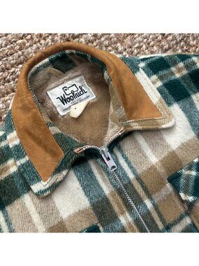 Vintage Woolrich Plaid Wool Blend Coat Style 25027 Archie Bunker Mens Large Gree